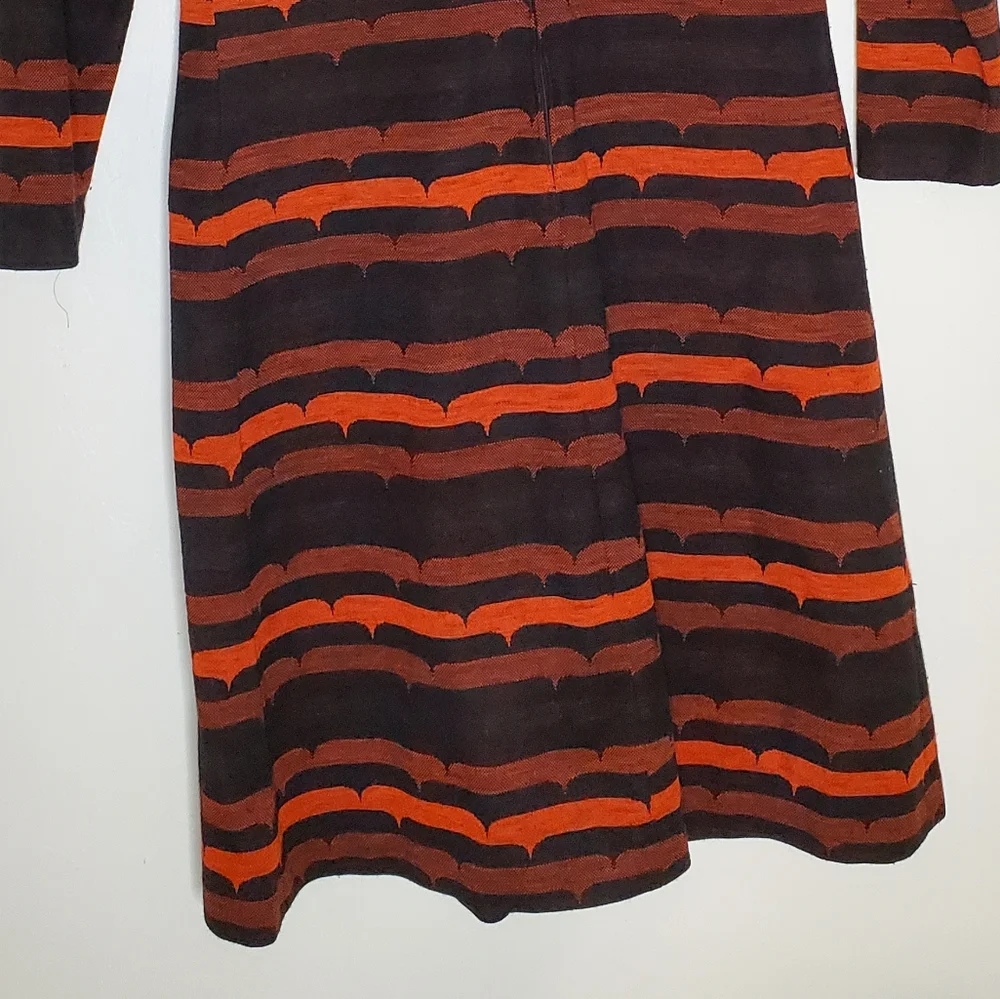 Danish Vintage Mod Red and Black 60s Patterned Long-Sleeve Front Pocket Dress - Picture 11 of 12